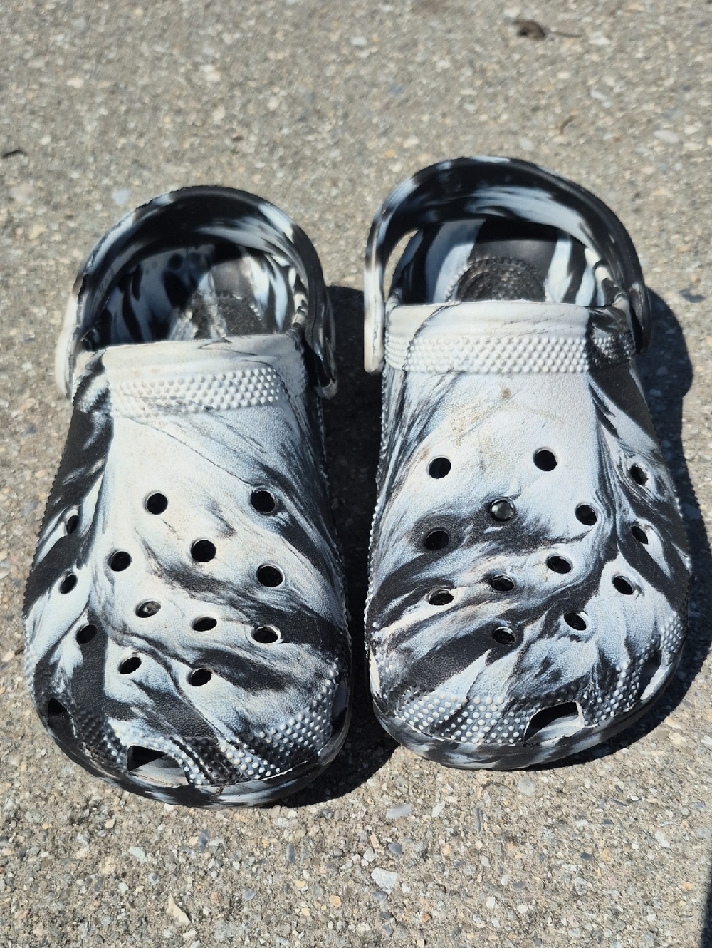 Crocs Kids Swirl Black & White Marble Slip-On Clogs